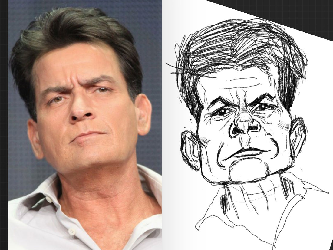 Charlie Sheen caricature – Brent Brown.com